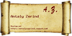Antaly Zerind névjegykártya